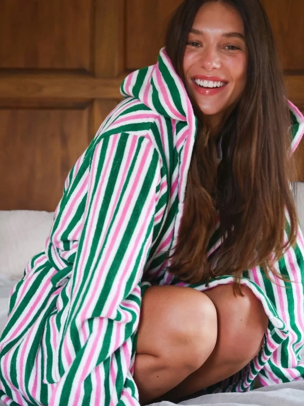 SBE Beauty “The Robe” in pink, white, and green